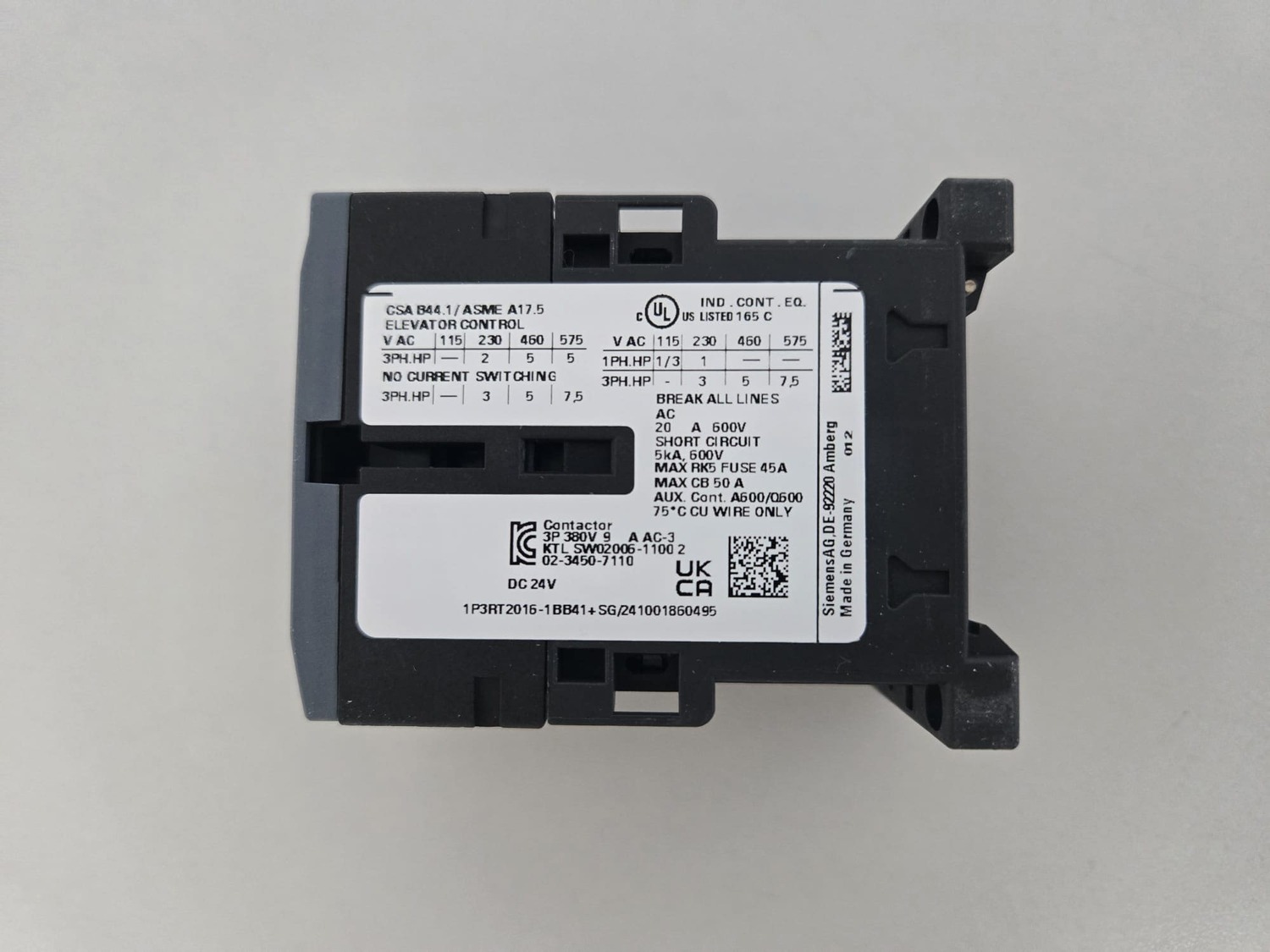 Contactor Siemens 3RT 2016-1BB41 - Image 4