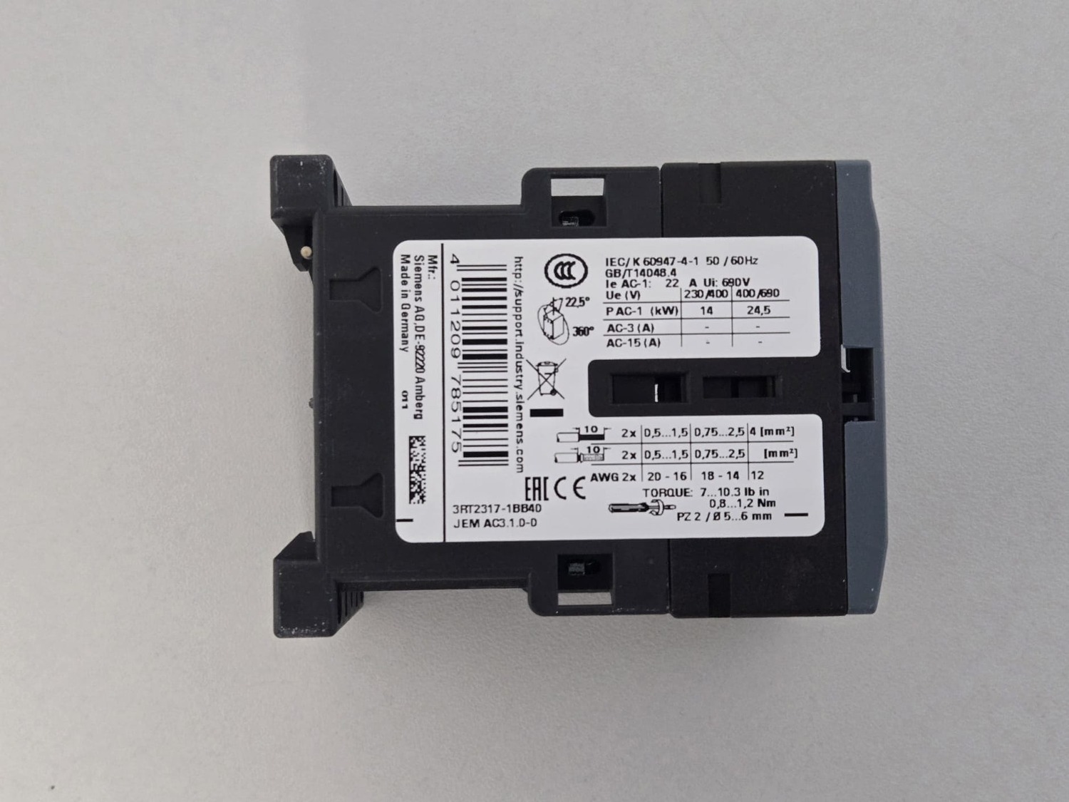 Contactor Siemens 3RT2317-1BB40 - Image 5